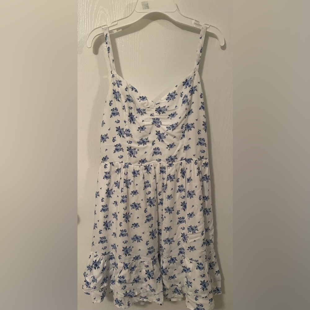 White and Blue Floral Dress
